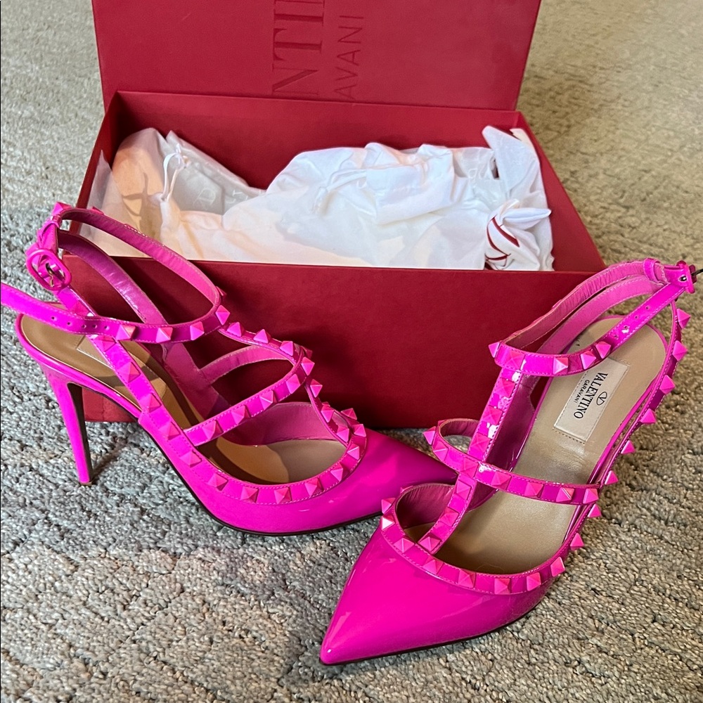 Valentino Fuchsia Studded Heels